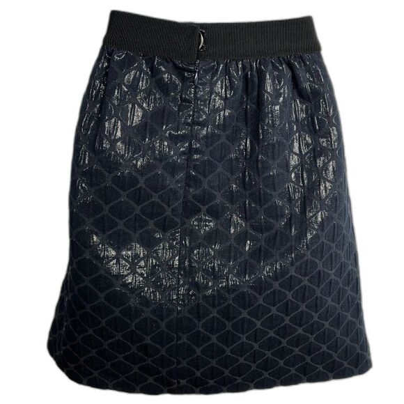 Loft Shiny Textured A-Line Skirt Women's Size 6 Navy Blue Metallic Side Pockets - Picture 2 of 12
